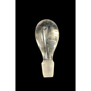 Heavy Blown Bubble Glass 4” Tear Drop Top Decanter Stopper Clear 1-.9” Stem